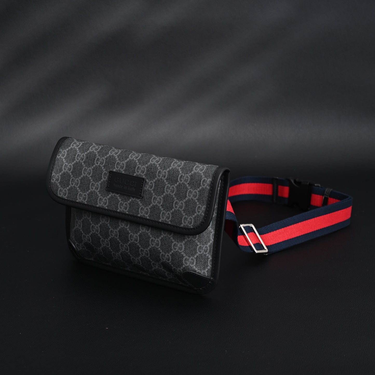 Gucci Ophidia GG Supreme Belt Bag – Black/Grey with Web Strap