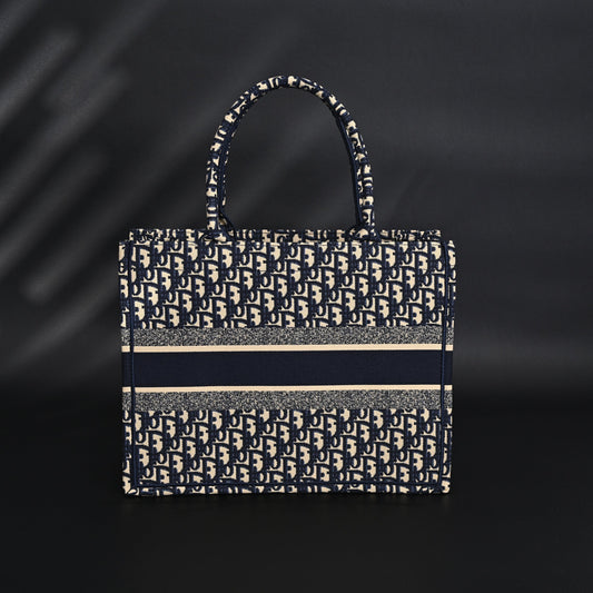 Christian Dior Large Book Tote – Blue Oblique Embroidery