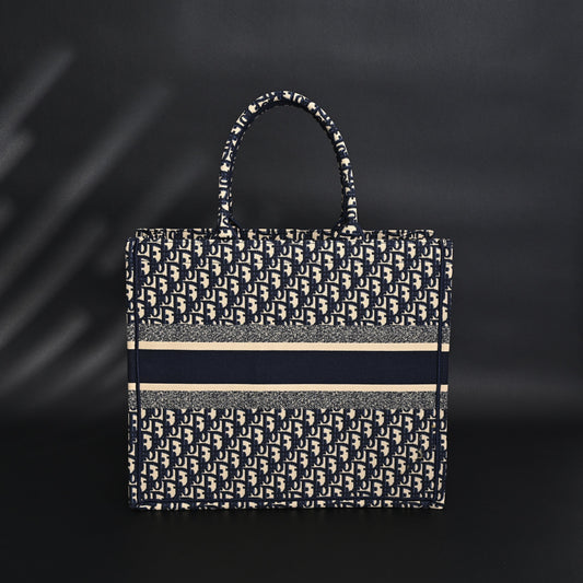 Christian Dior Large Book Tote – Blue Oblique Embroidery