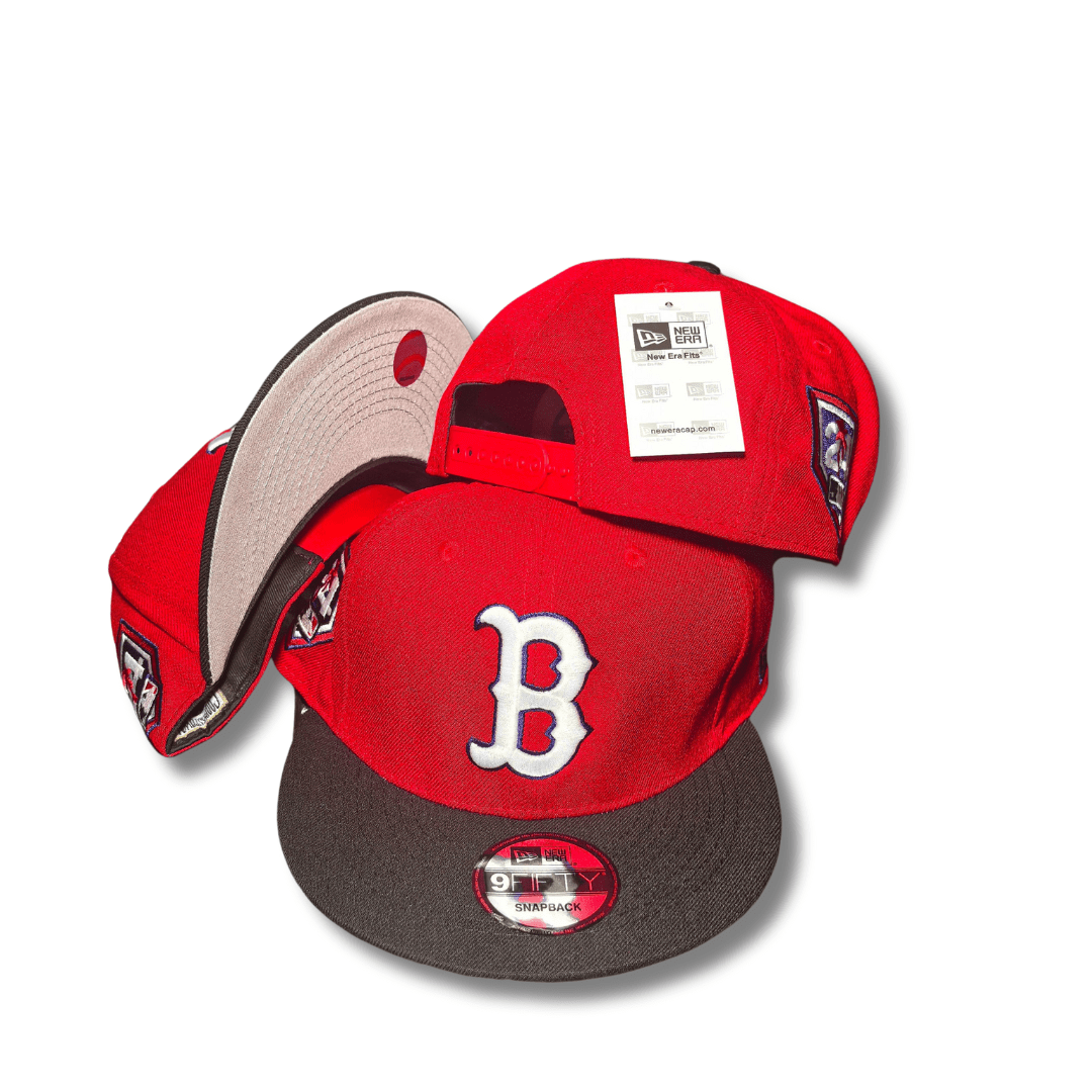 Boston Red Sox Red and Black Snapback Cap with Side Patches - Snapback Cap