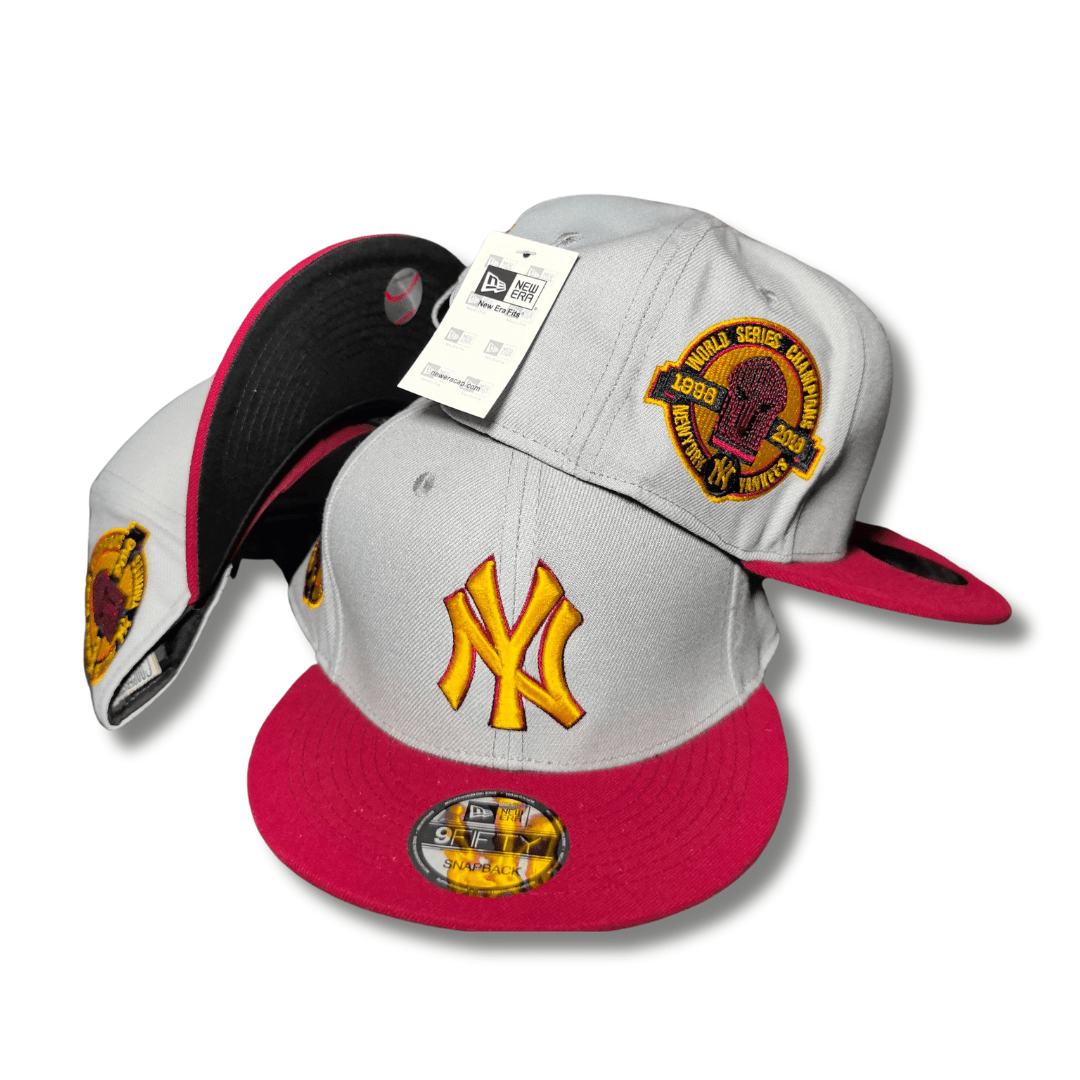 New York Yankees Grey and Red with 1988 World Series Patch – Snapback Cap