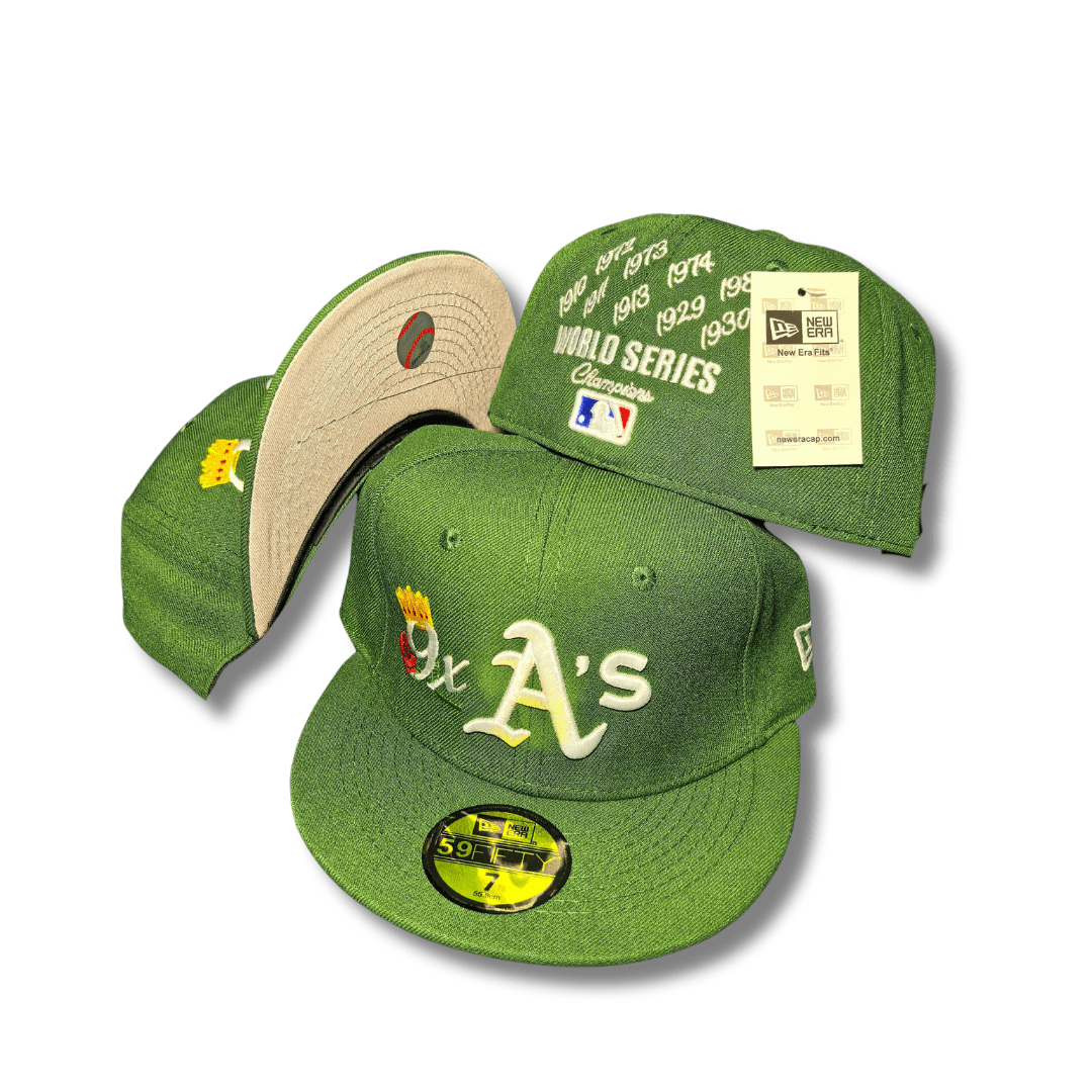 Oakland Athletics MLB Cap with World Series Champions Embroidery and Crown Patch – Fitted Cap