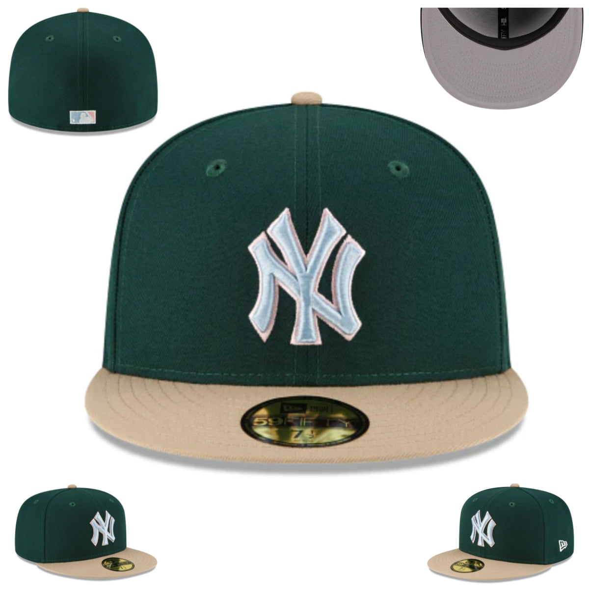 New York Yankees Green and Tan Fitted Hat with Classic Logo