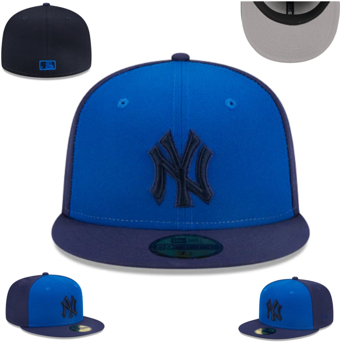 New York Yankees Fitted Hat – Blue with Navy Logo and Gray Undervisor