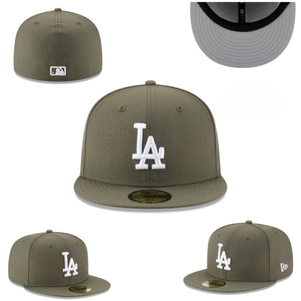 Los Angeles Dodgers Fitted Hat – Olive Green with White Logo and Gray Undervisor