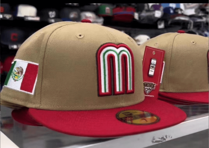 Mexico World Baseball Classic 59FIFTY Fitted Hat – Tan and Red with Flag Patch