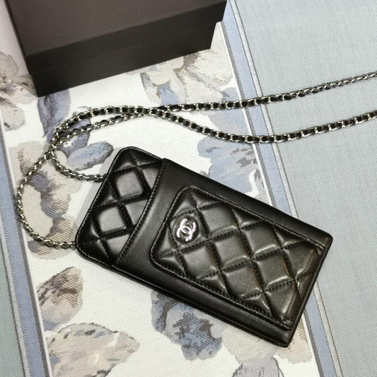 Chanel quilted phone holder wallet