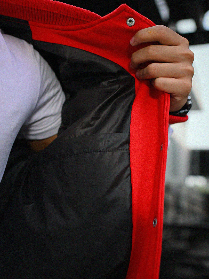West Coast Classics  Red & White Varsity Men Jacket