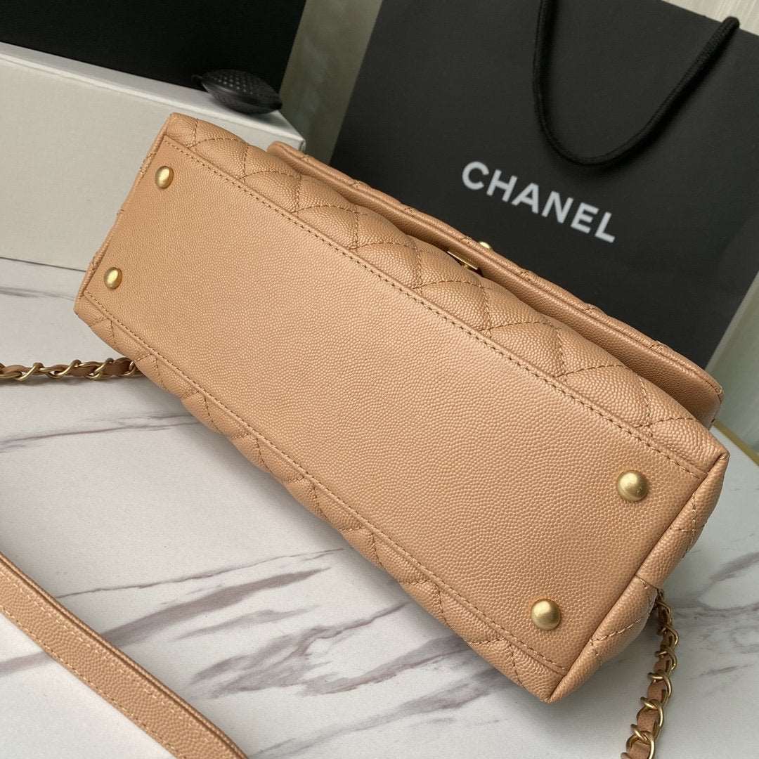 Chanel Flap Bag with Handle Beige