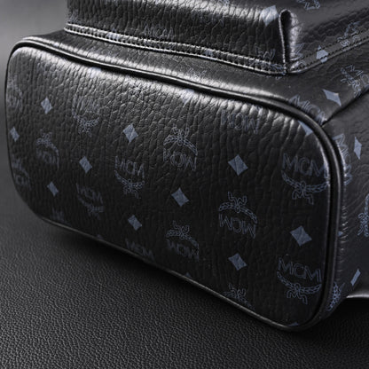 MCM Stark Visetos Medium Backpack – Black Monogram with Studded Detailing