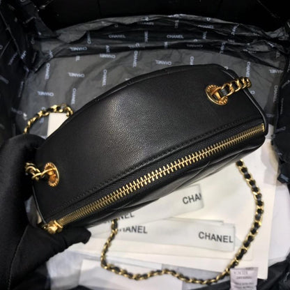Chanel Runway Black lambskin Leather Diamond Cut Bag