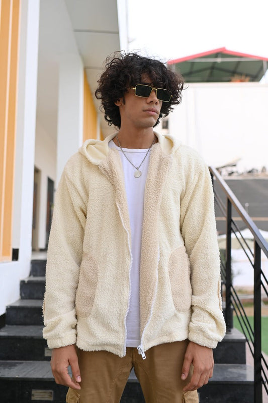 Evo Men Arctic Ivory Sherpa Zipper Hoodie