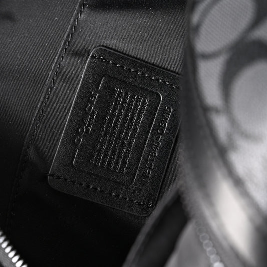 Coach Signature Duffel Bag – Black Monogram Canvas with Leather Trim