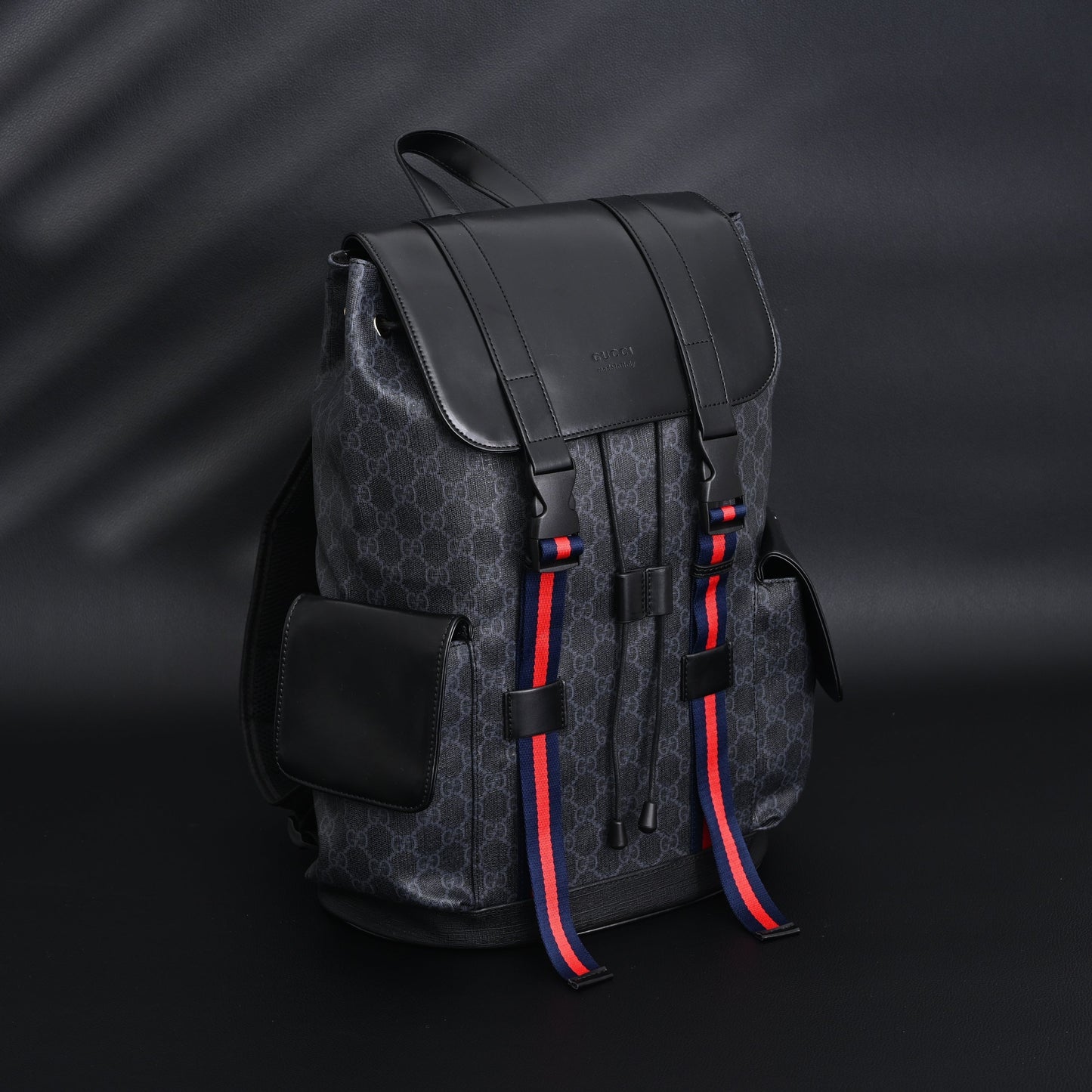 Gucci GG Supreme Monogram Backpack with Web Stripe