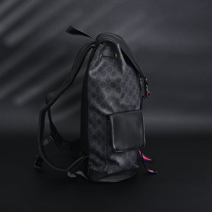 Gucci GG Supreme Monogram Backpack with Web Stripe