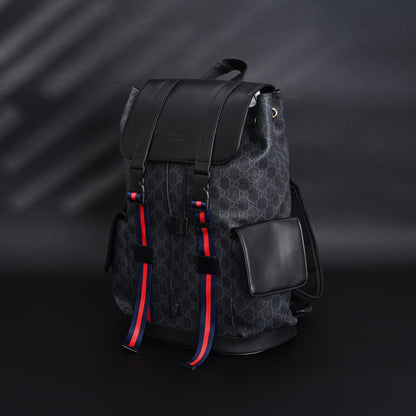 Gucci GG Supreme Monogram Backpack with Web Stripe