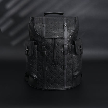 Louis Vuitton Christopher PM Backpack Monogram Shadow Black Leather