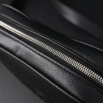 Gucci Black Leather Embossed Logo Belt Bag