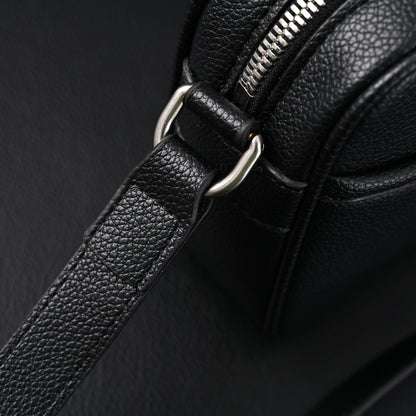 Gucci Black Leather Embossed Logo Belt Bag
