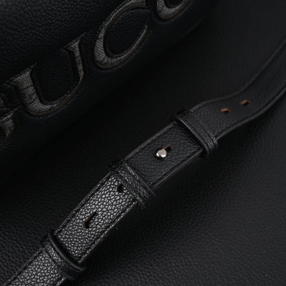 Gucci Black Leather Embossed Logo Belt Bag