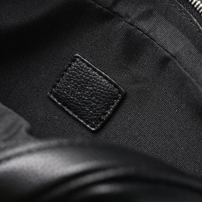 Gucci Black Leather Embossed Logo Belt Bag