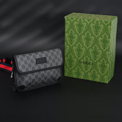 Gucci Ophidia GG Supreme Belt Bag – Black/Grey with Web Strap
