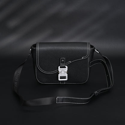 Dior Saddle Crossbody Bag – Black Grained Calfskin with Silver-Tone Hardware
