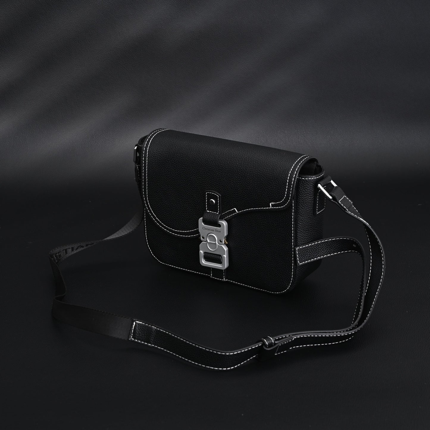 Dior Saddle Crossbody Bag – Black Grained Calfskin with Silver-Tone Hardware