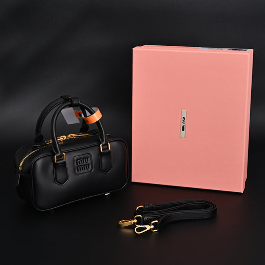 Miu Miu Black Matelassé Leather Satchel Bag – Mini Top Handle