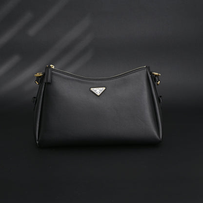 Prada Cleo Black Brushed Leather Shoulder Bag