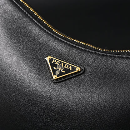 Prada Cleo Black Brushed Leather Shoulder Bag