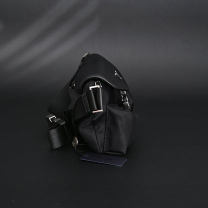 Prada Nylon Black Belt Bag with Silver Logo