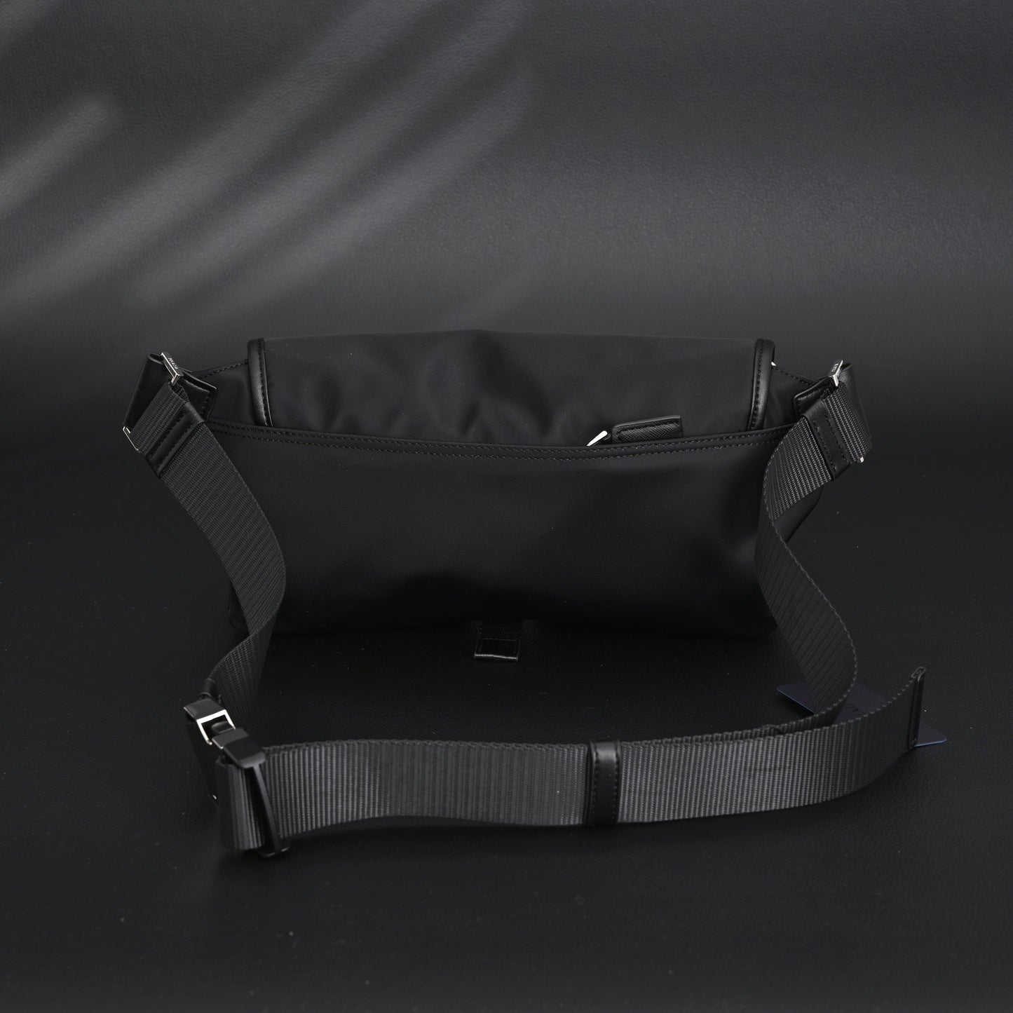Prada Nylon Black Belt Bag with Silver Logo