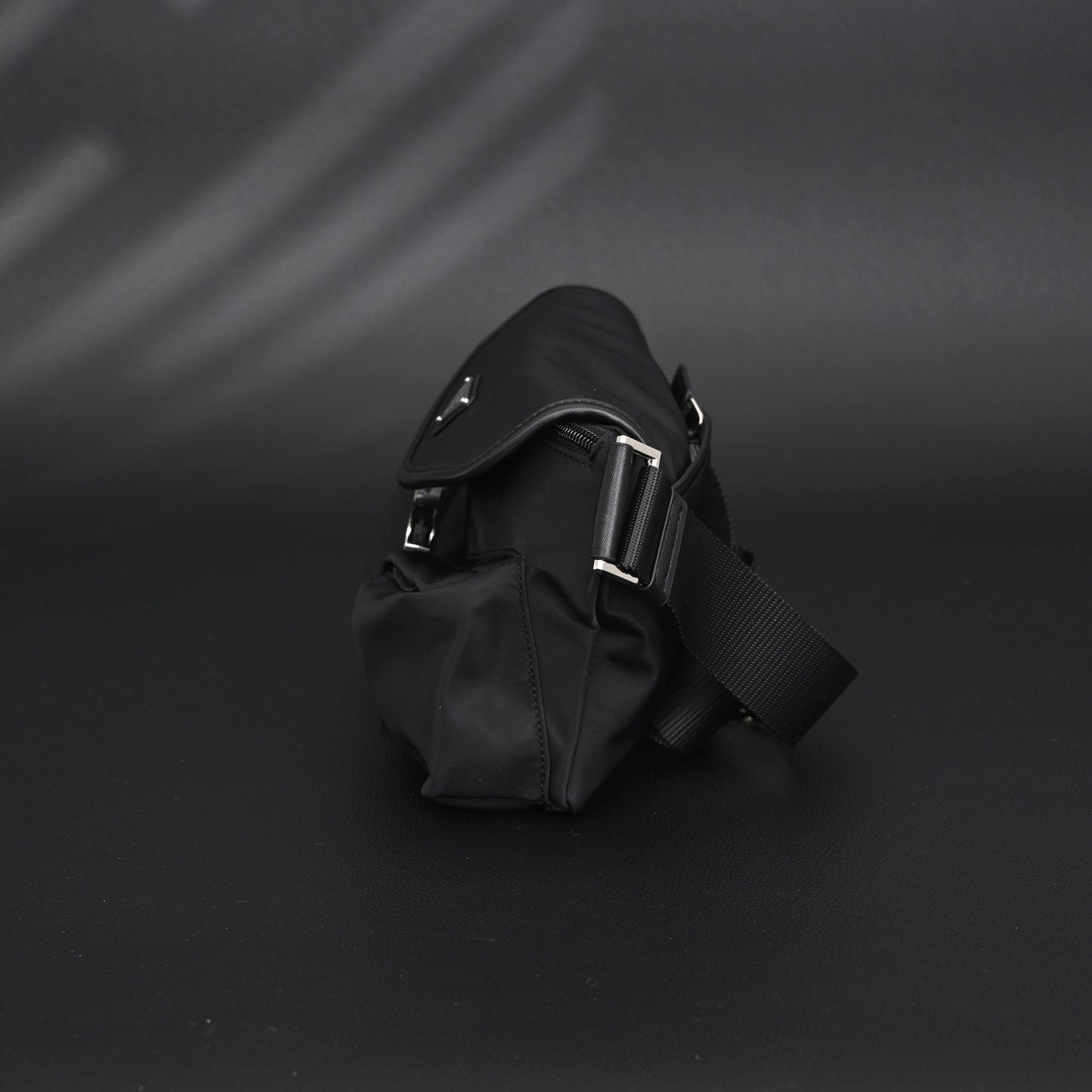 Prada Nylon Black Belt Bag with Silver Logo