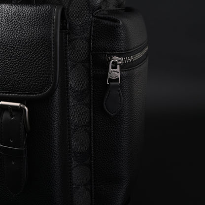 Coach Men’s Leather Backpack – Black Signature Canvas