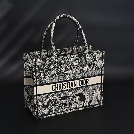 Dior Book Tote Bag – Black Toile de Jouy Embroidery