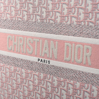 Dior Book Tote Oblique Embroidered Canvas Bag – Large Pink