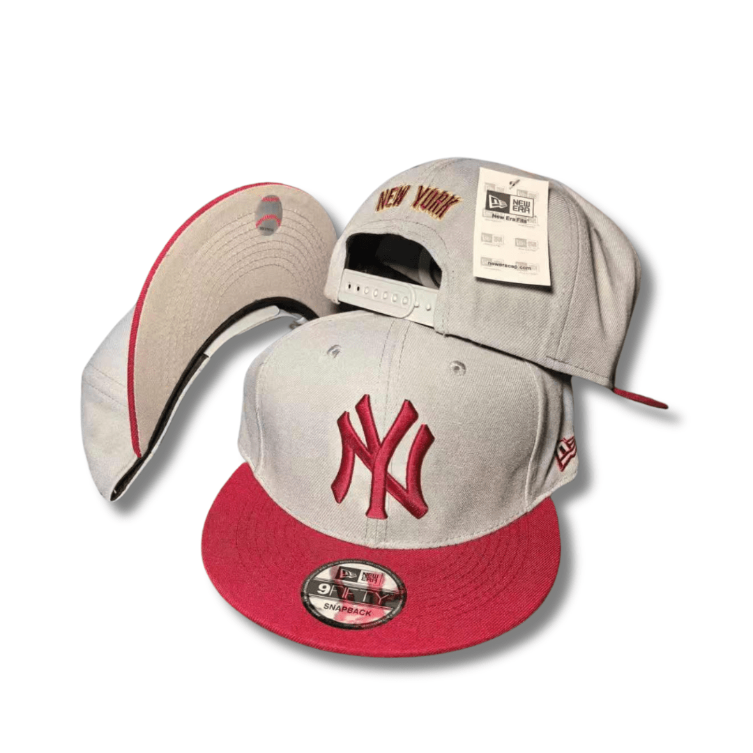 New York Yankees Gray and Red with Embroidered Logo and “New York” Design - Snapback Cap