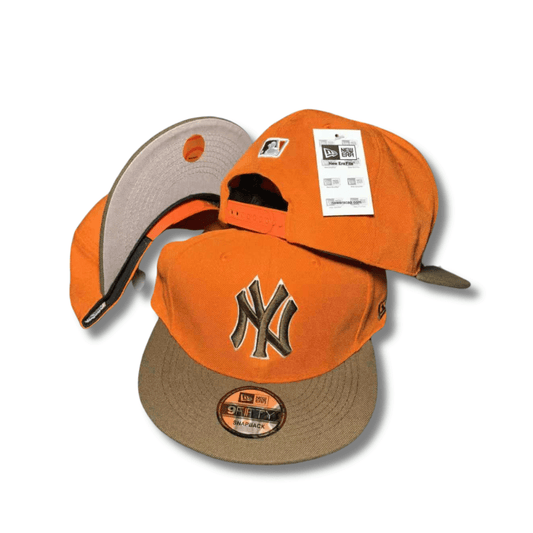 New York Yankees Orange and Brown with Embroidered Logo - Snapback Cap