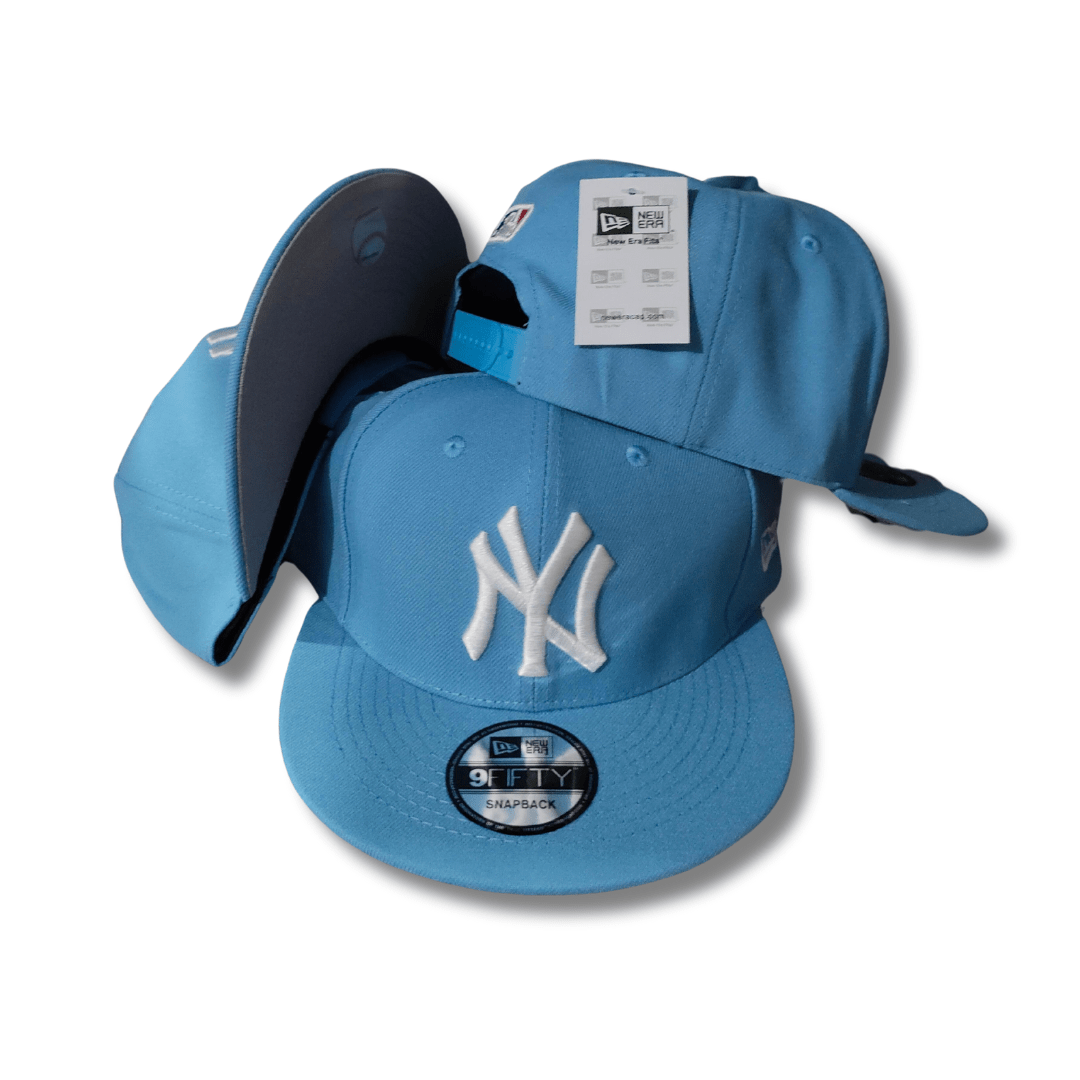 New York Yankees Light Blue with White Embroidered Logo - Snapback Cap