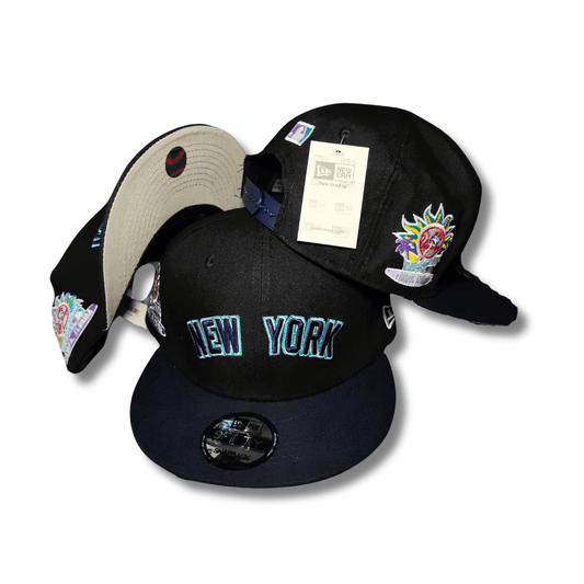 New York Embroidered Black with Unique Side Patches - Snapback Cap