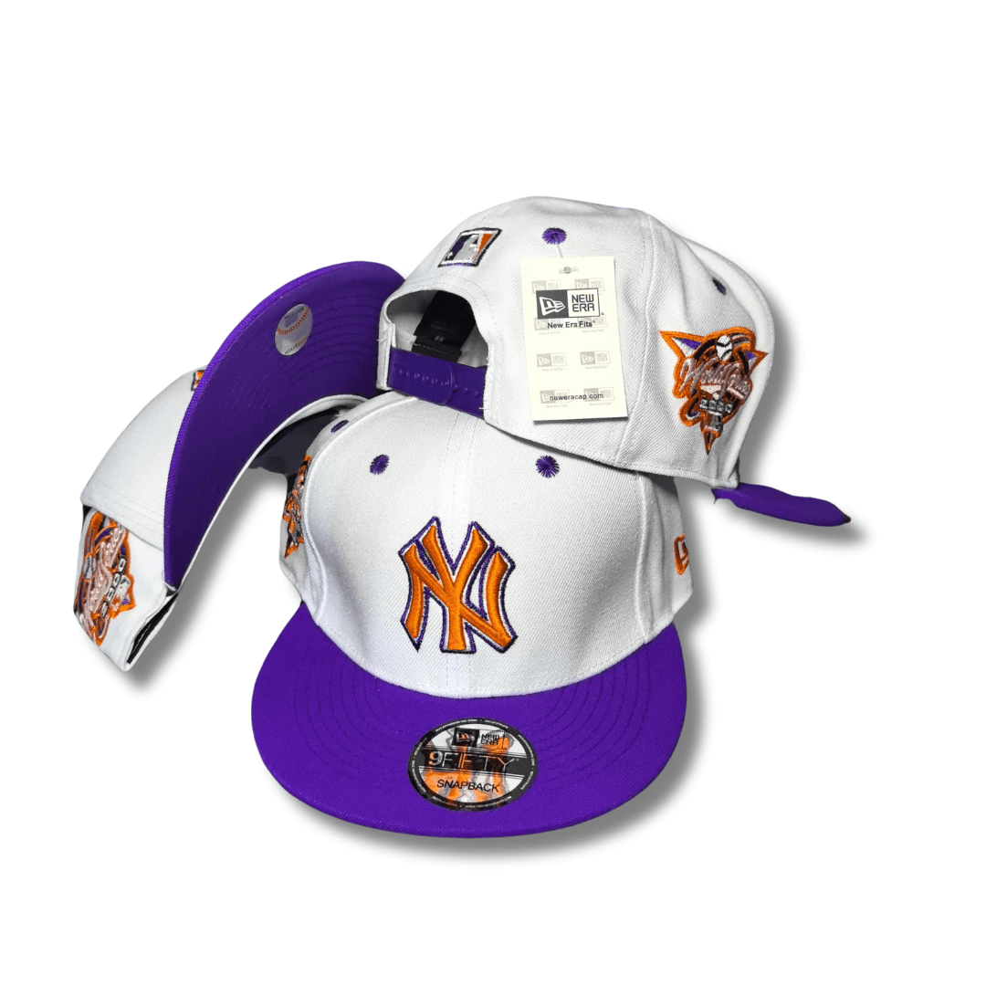New York Yankees White and Purple Bold Orange Embroidery – Snapback Cap