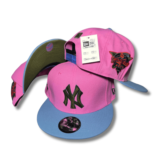 New York Yankees Pink and Light Blue with Exclusive Embroidery Details - Snapback Cap