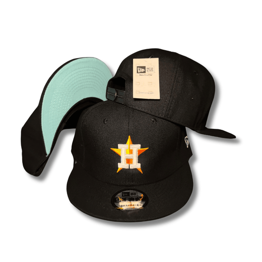 Houston Astros Black with Iconic Star Logo and Mint Green Undervisor - Snapback Cap
