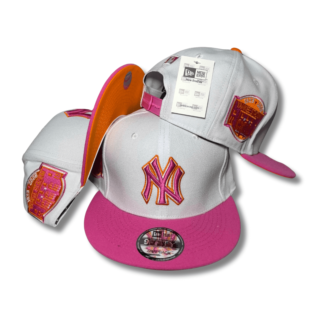 New York Yankees White-Pink with Orange Undervisor - Snapback Cap