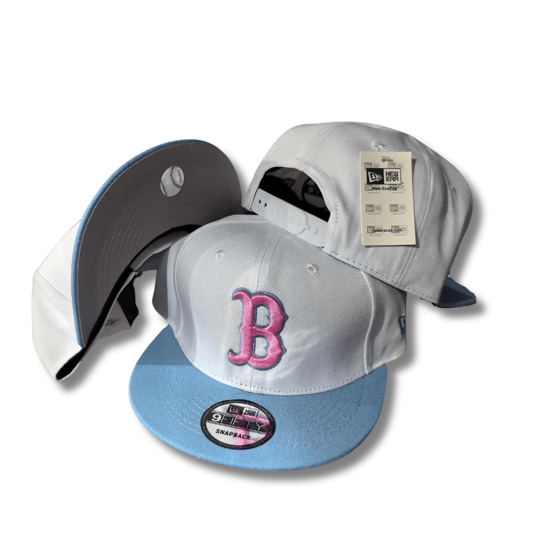 Boston Red Sox New Era 9FIFTY White and Light Blue with Pink Logo - Snapback Cap
