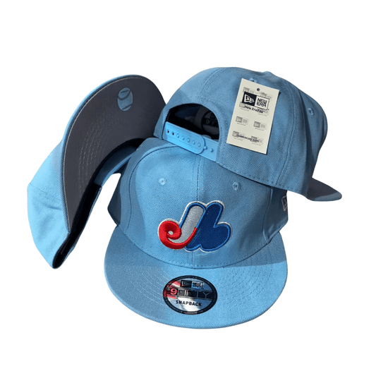 Montreal Expos New Era 9FIFTY Light Blue with Classic Tricolor Logo - Snapback Cap