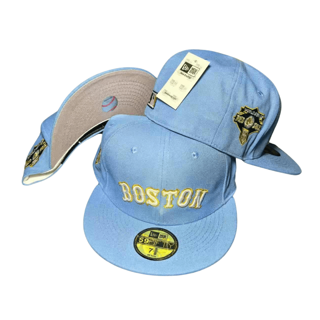 New Era Boston Embroidered Script and Commemorative Patch - Fitted Cap