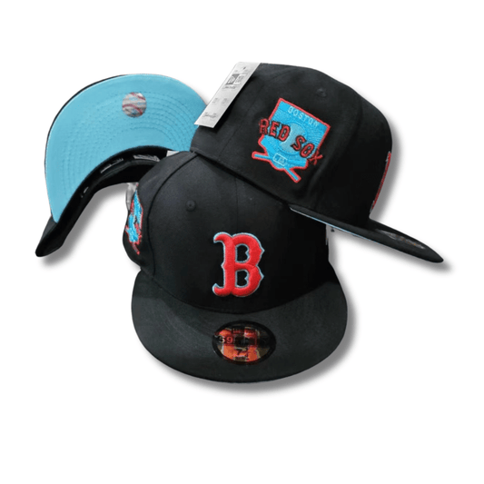 Boston Red Sox with Sky Blue Undervisor and Retro Patch – Black - Snapback Cap