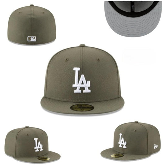 Los Angeles Dodgers Fitted Hat – Olive Green with White Logo and Gray Undervisor
